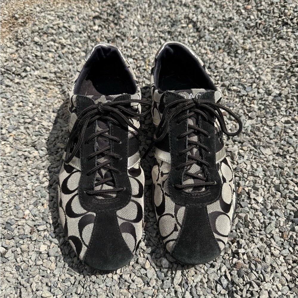 Coach Black and Gray Patterned Sneakers